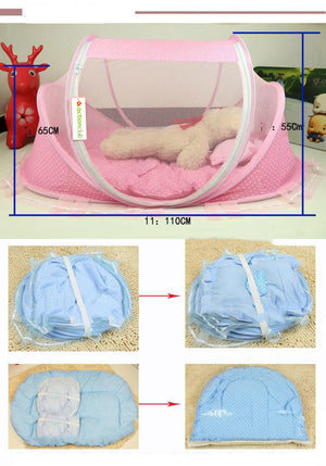 Foldable Baby Bed With Net and Pillow